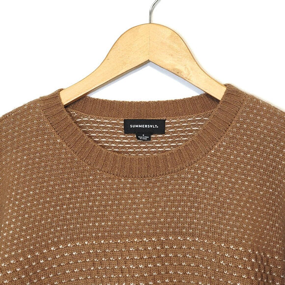 Summersalt Cashmere Wool Round Neck Balloon Sleeve Camel Tan Knit Sweater Size S - Picture 4 of 16